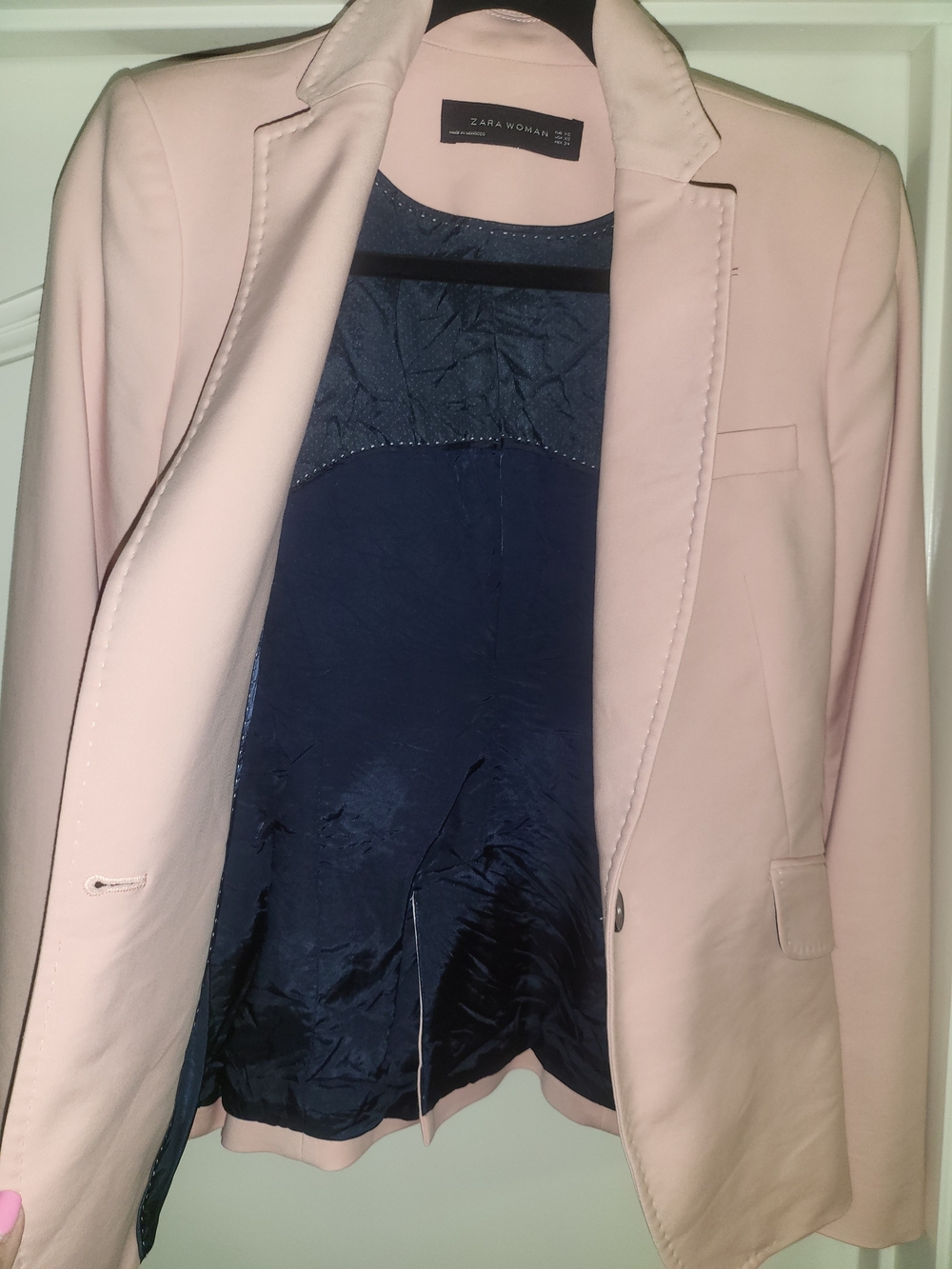 NEW Zara Pale Pink Single-Button Notch Lapel Blazer NWOT Size XS - Picture 7 of 11